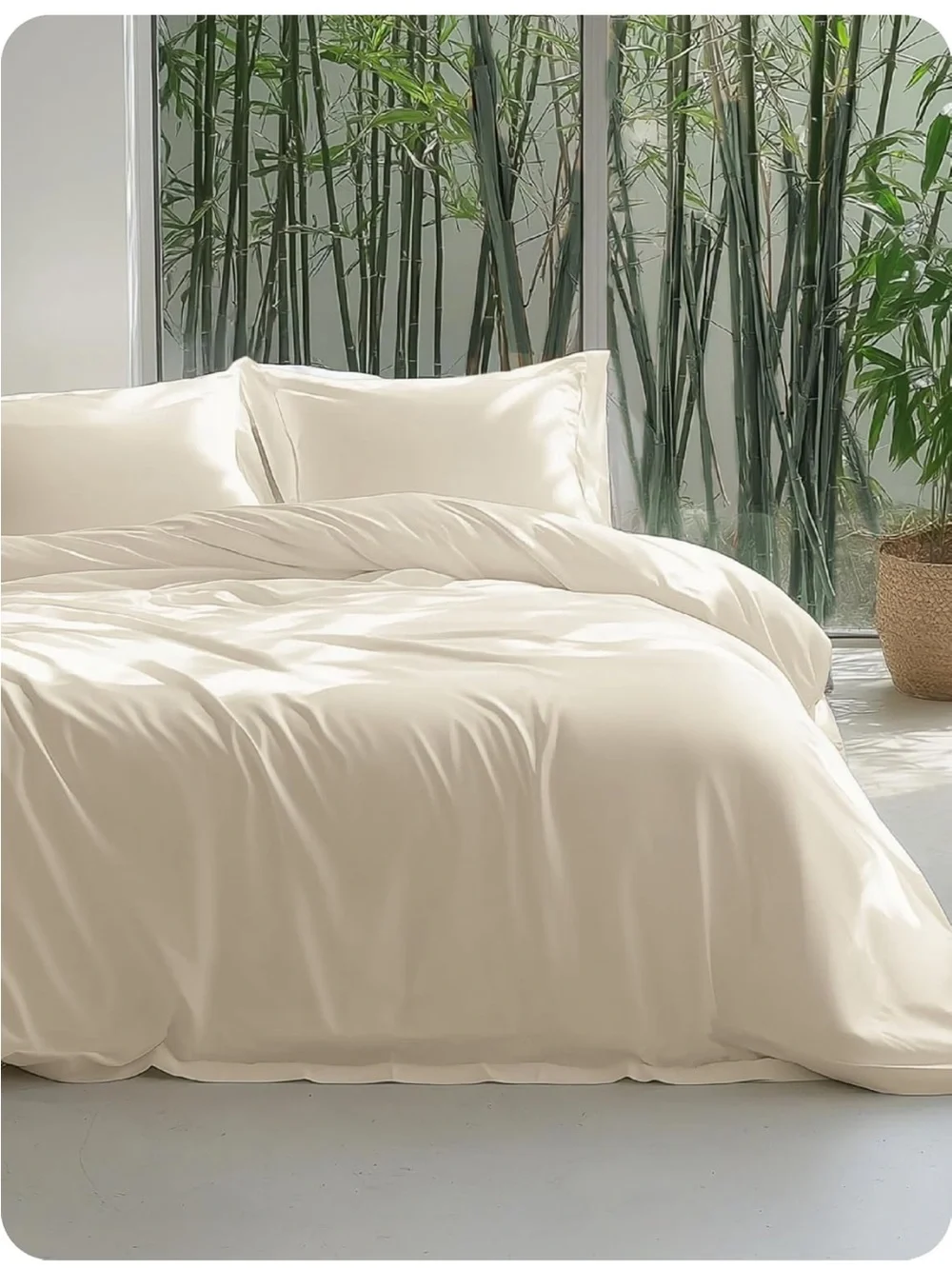 NEW Bedsure 100% Viscose Derived from Bamboo Duvet Cover King Size, Light Beige